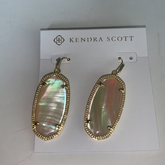 Kendra Scott Elle Gold Drop Earrings in Golden Abalone - Picture 2 of 6